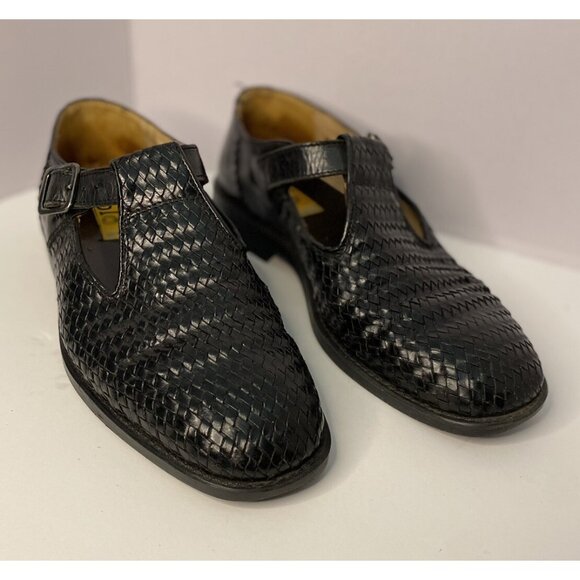 Tolo Men Dress/Casual Basketweave Leather Shoes Black 9.5M Italian To REPAIR - Picture 2 of 12